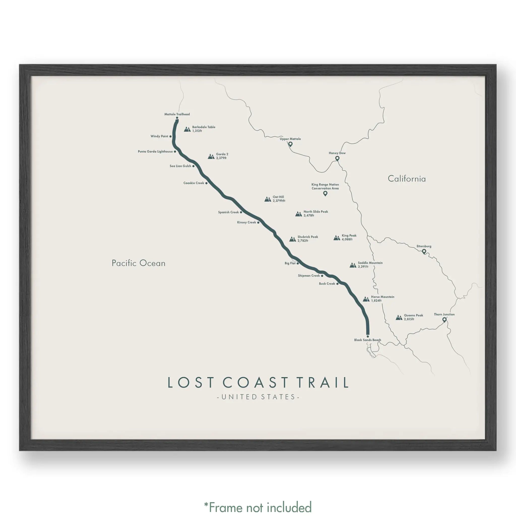 Lost Coast Trail Map | Lost Coast Trail Poster | Tell Your Trail