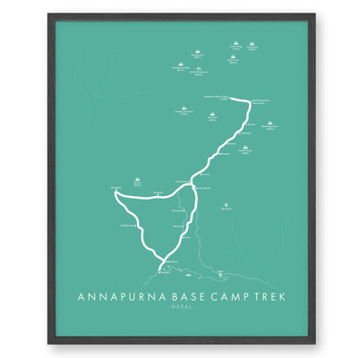 Trail Poster of Annapurna Base Camp Trek - Teal