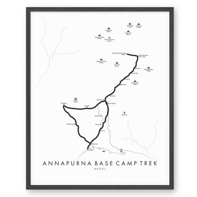 Trail Poster of Annapurna Base Camp Trek - White