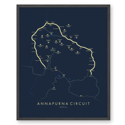 Trail Poster of Annapurna Circuit - Blue