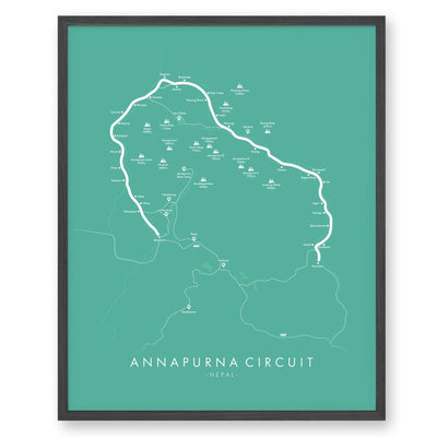 Trail Poster of Annapurna Circuit - Teal