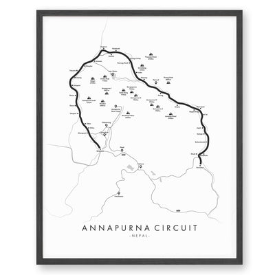 Trail Poster of Annapurna Circuit - White