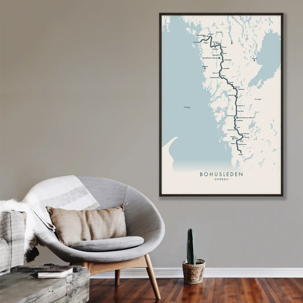 Trail Poster of Bohusleden - Beige Mockup