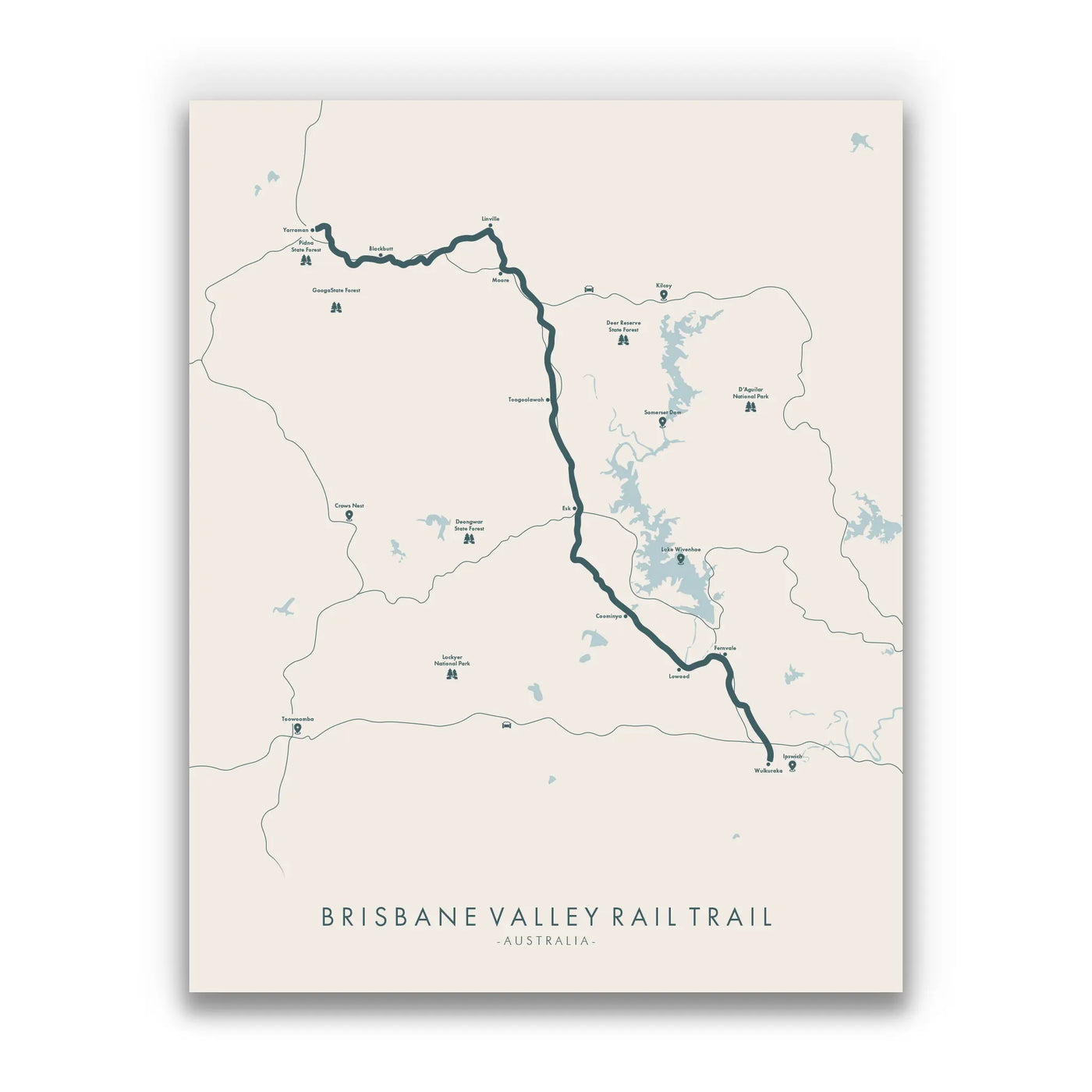 Brisbane Valley Rail Trail Map | Brisbane Valley Rail Trail Poster ...