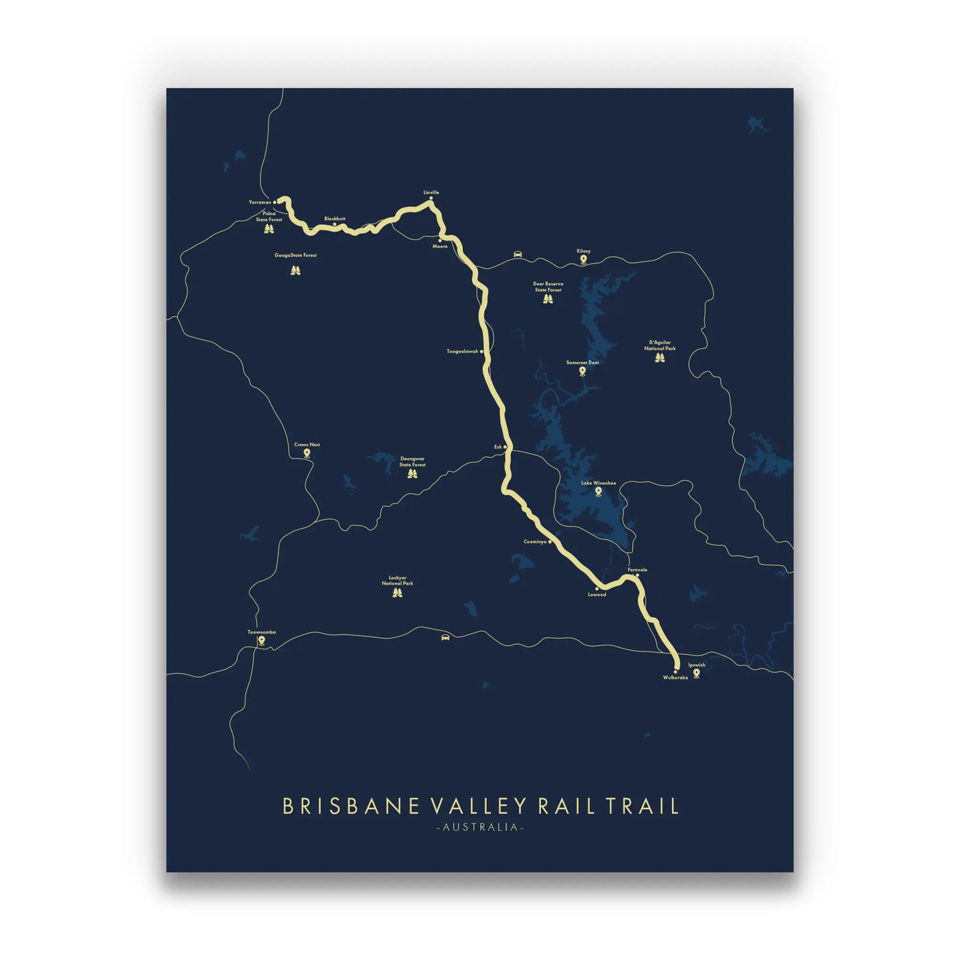 Brisbane Valley Rail Trail Map | Brisbane Valley Rail Trail Poster ...
