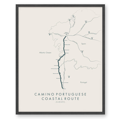 Trail Poster of Camino Portuguese - Coastal - Beige