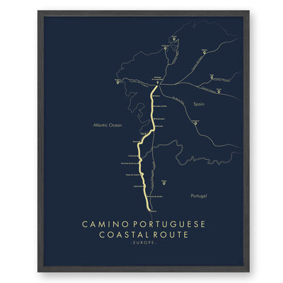 Trail Poster of Camino Portuguese - Coastal - Blue