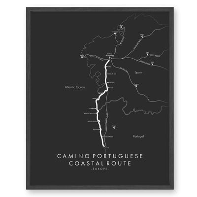 Trail Poster of Camino Portuguese - Coastal - Grey