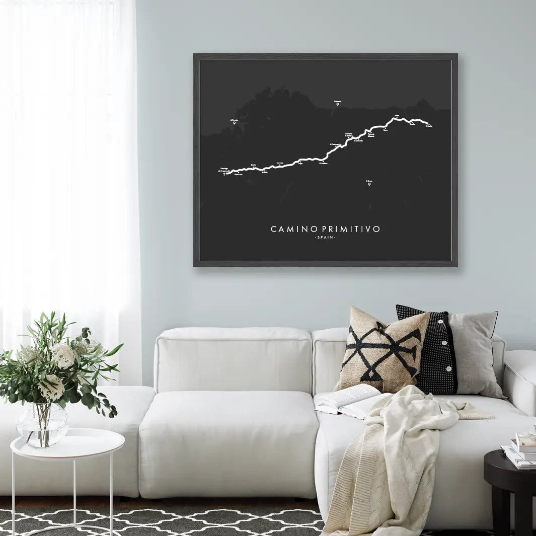 Trail Poster of Camino Primitivo - Grey Mockup
