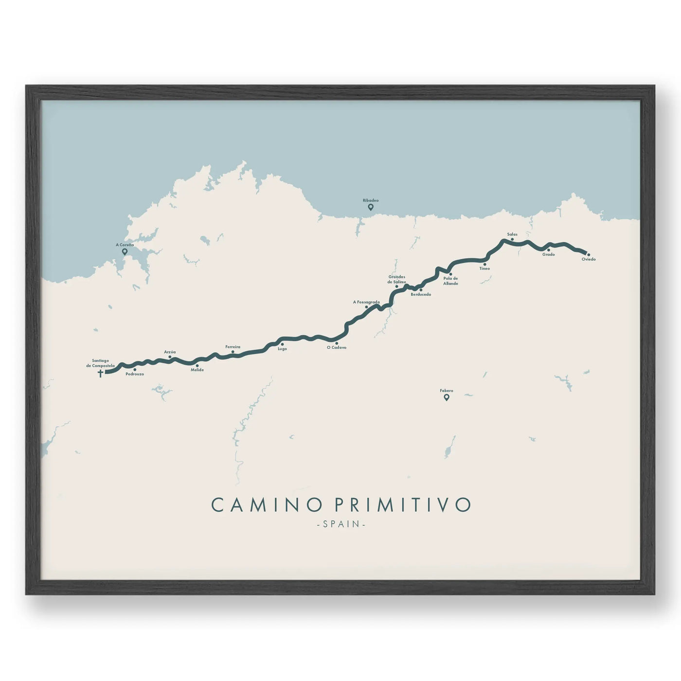 Trail Poster of Camino Primitivo - Beige