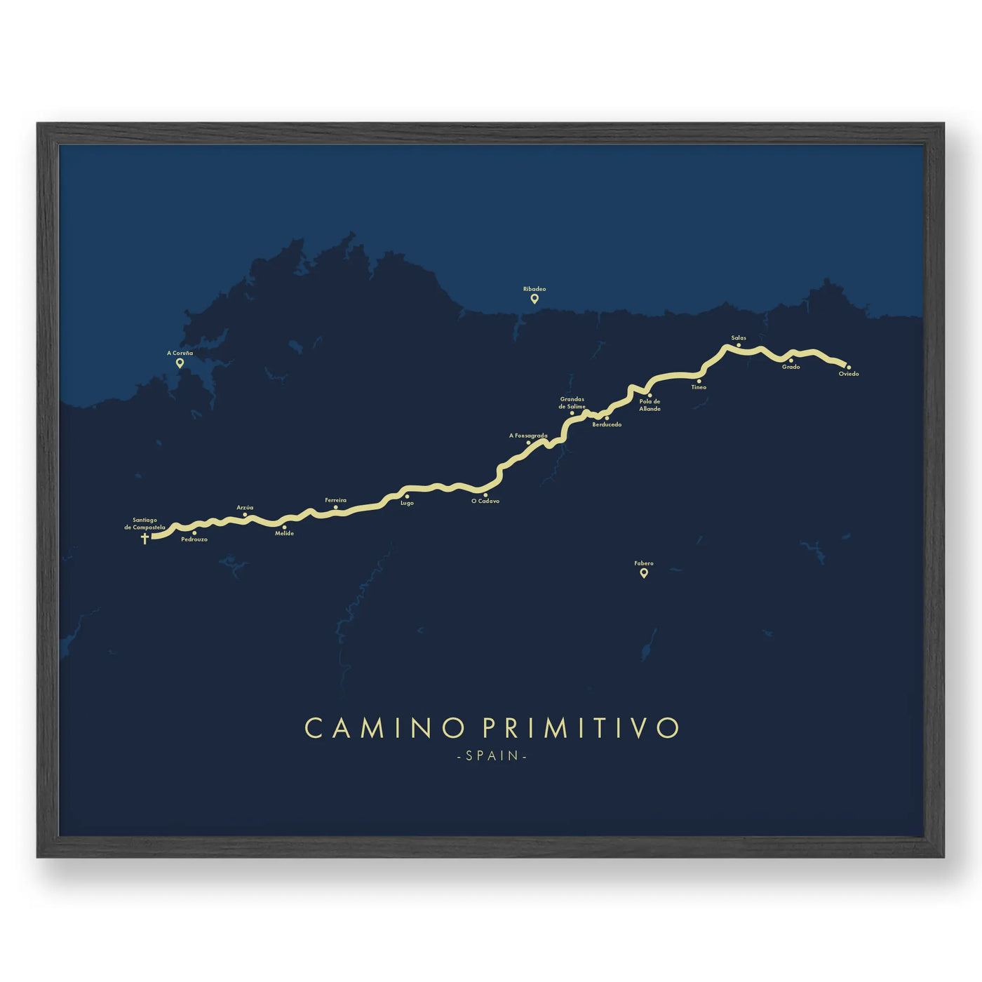 Trail Poster of Camino Primitivo - Blue