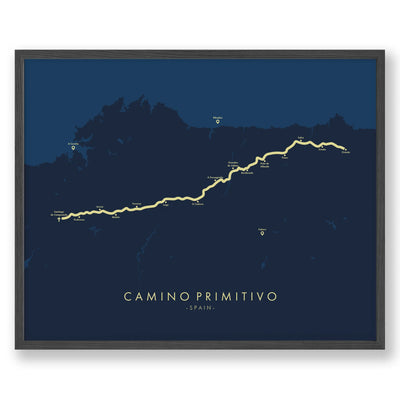 Trail Poster of Camino Primitivo - Blue