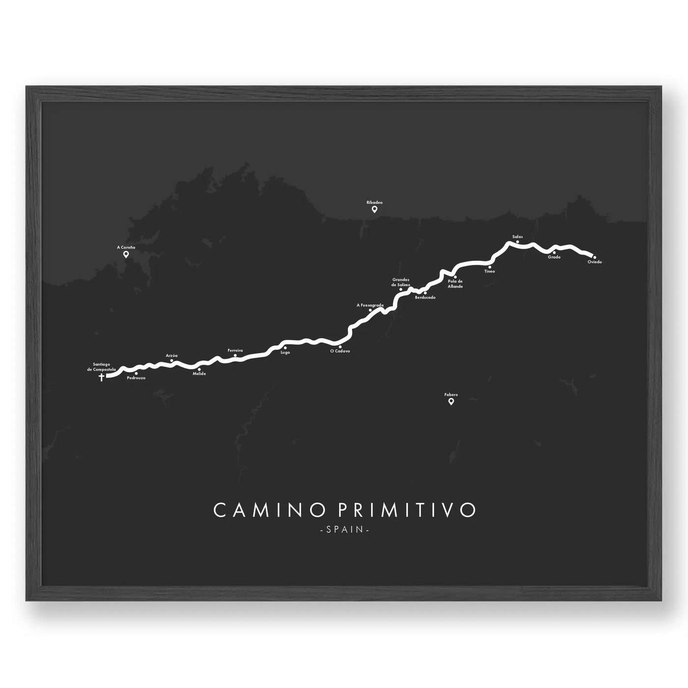 Trail Poster of Camino Primitivo - Grey