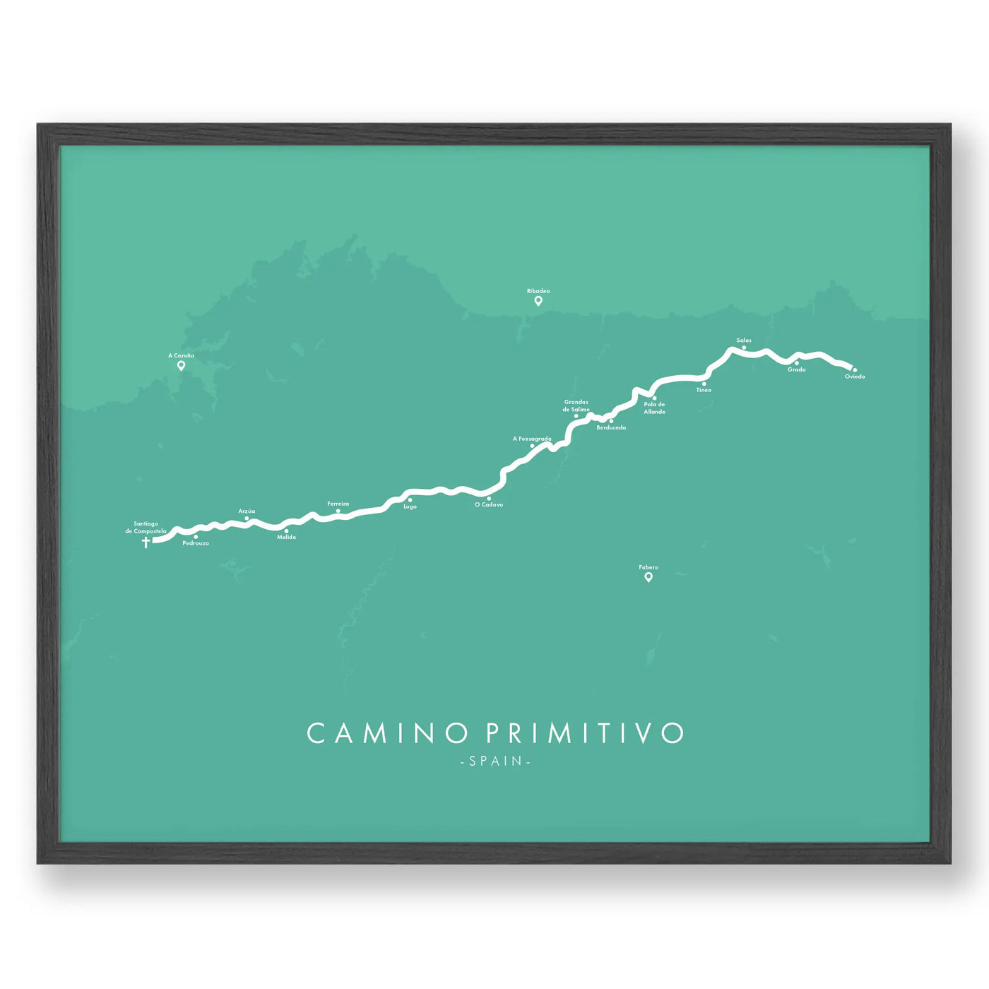 Trail Poster of Camino Primitivo - Teal