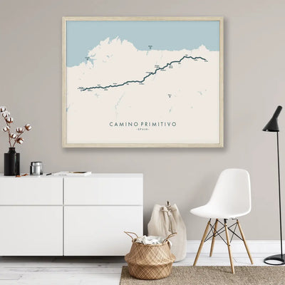 Trail Poster of Camino Primitivo - Beige Mockup