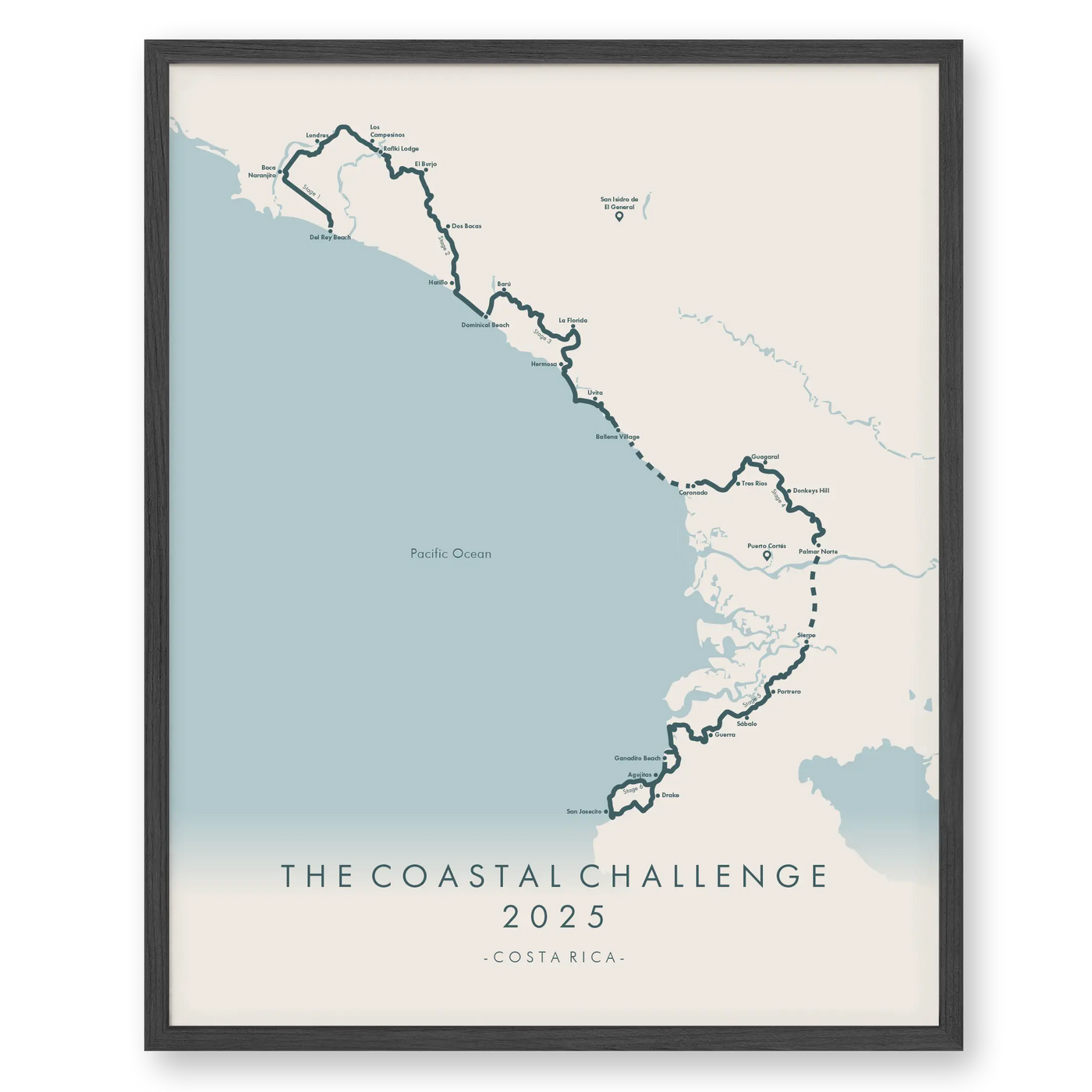 Trail Poster of Costa Rica Coastal Challenge - Beige