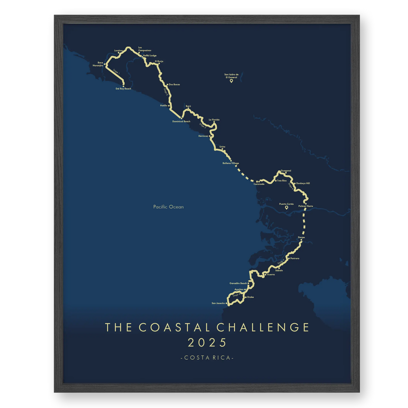 Trail Poster of Costa Rica Coastal Challenge - Blue