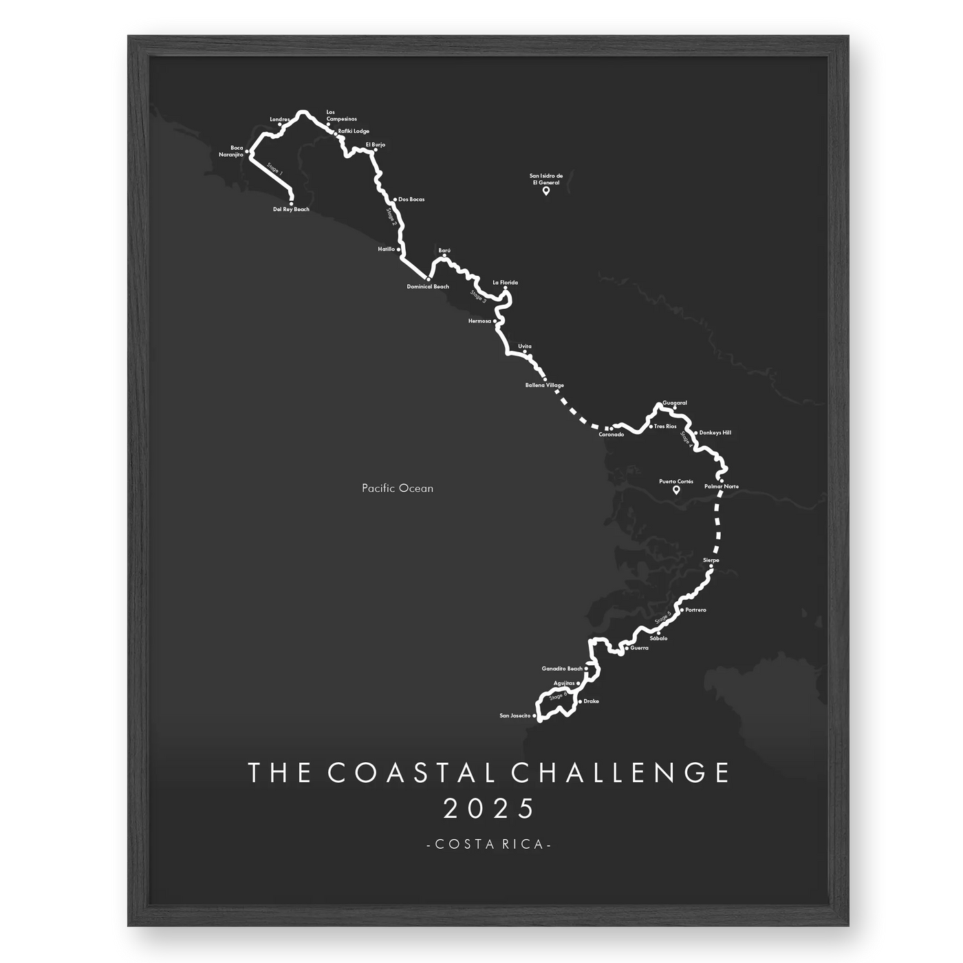 Trail Poster of Costa Rica Coastal Challenge - Grey