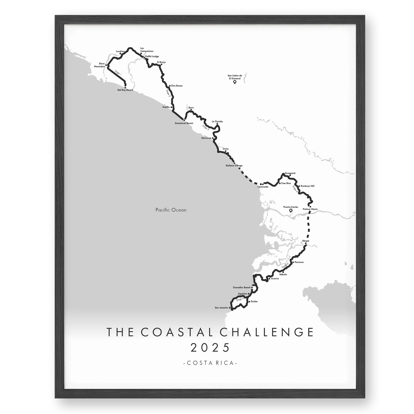 Trail Poster of Costa Rica Coastal Challenge - White