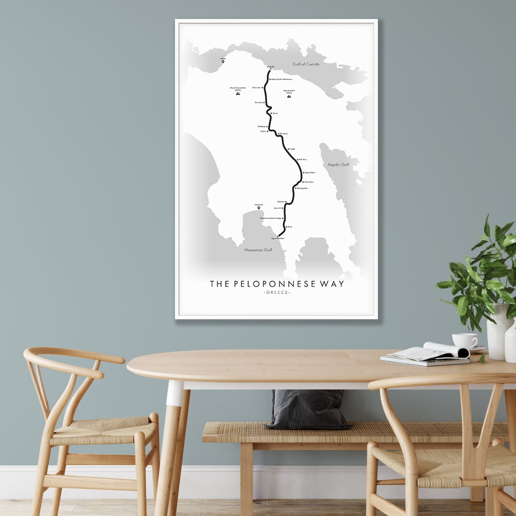 Trail Poster of E4 | The Peloponnese Way - White Mockup