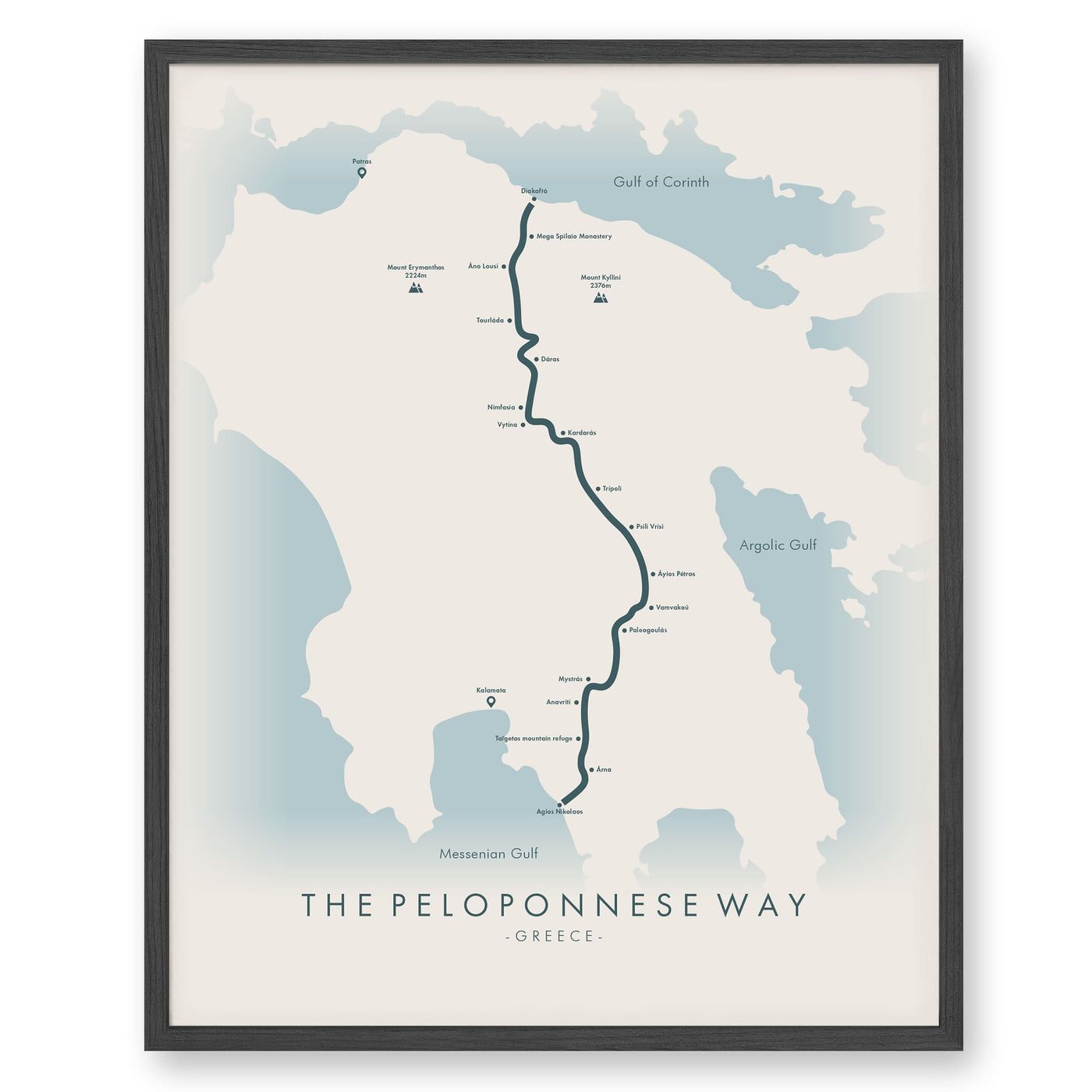 Trail Poster of E4 | The Peloponnese Way - Beige