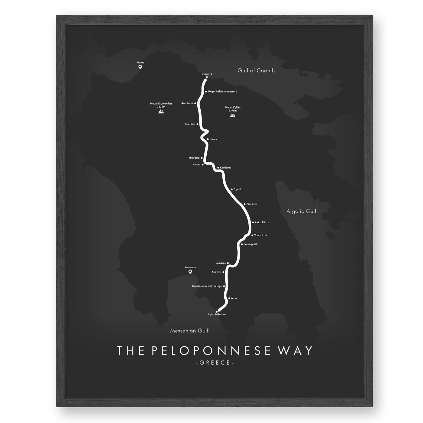 Trail Poster of E4 | The Peloponnese Way - Grey