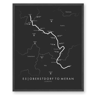 Trail Poster of E5 | Oberstdorf to Meran - Grey