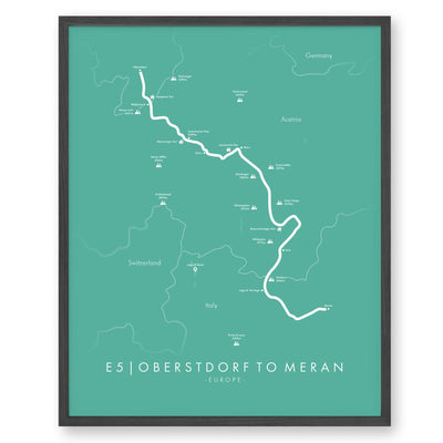 Trail Poster of E5 | Oberstdorf to Meran - Teal