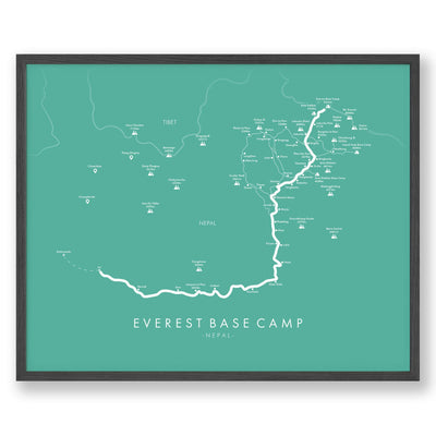 Trail Poster of Everest Base Camp Trek Jiri - Teal