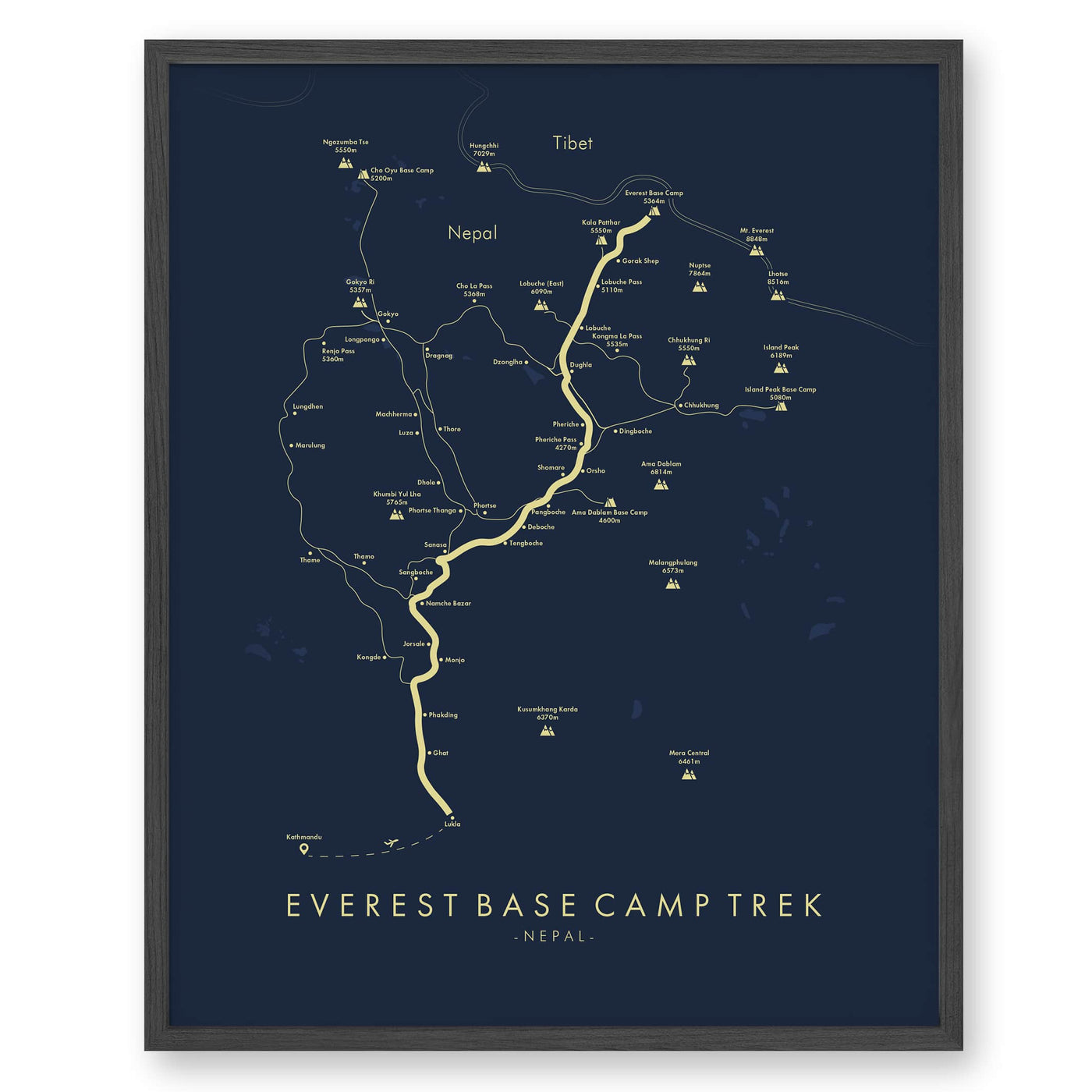 Trail Poster of Everest Base Camp Trek - Blue