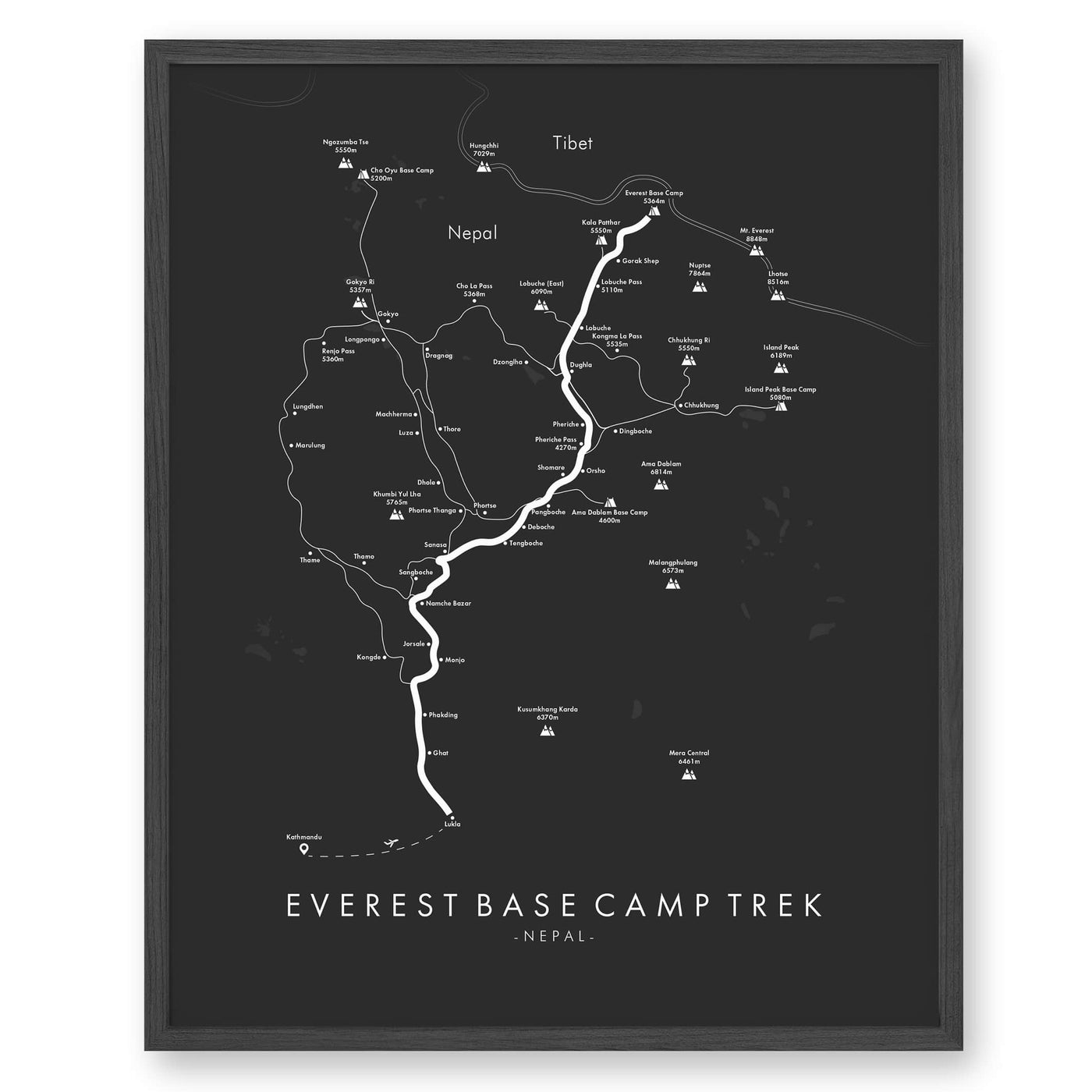 Trail Poster of Everest Base Camp Trek - Grey