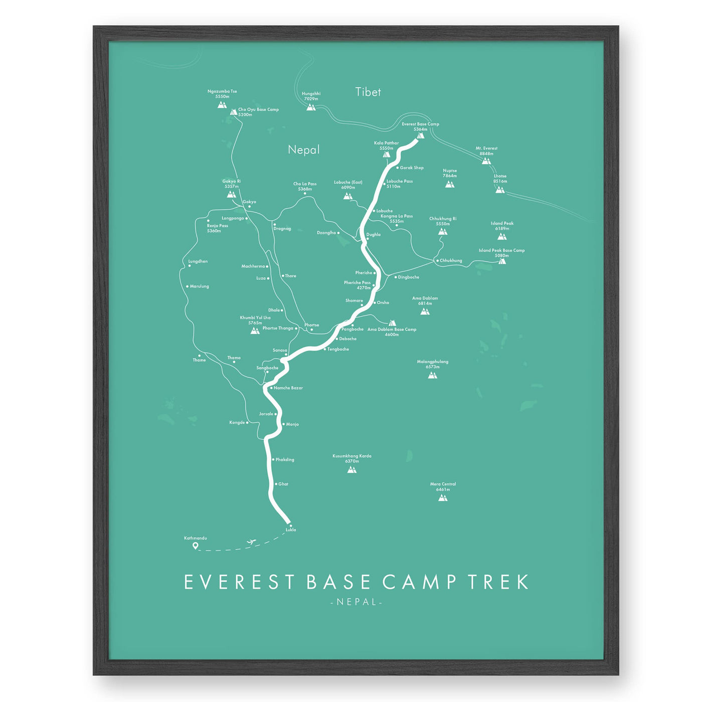 Trail Poster of Everest Base Camp Trek - Teal