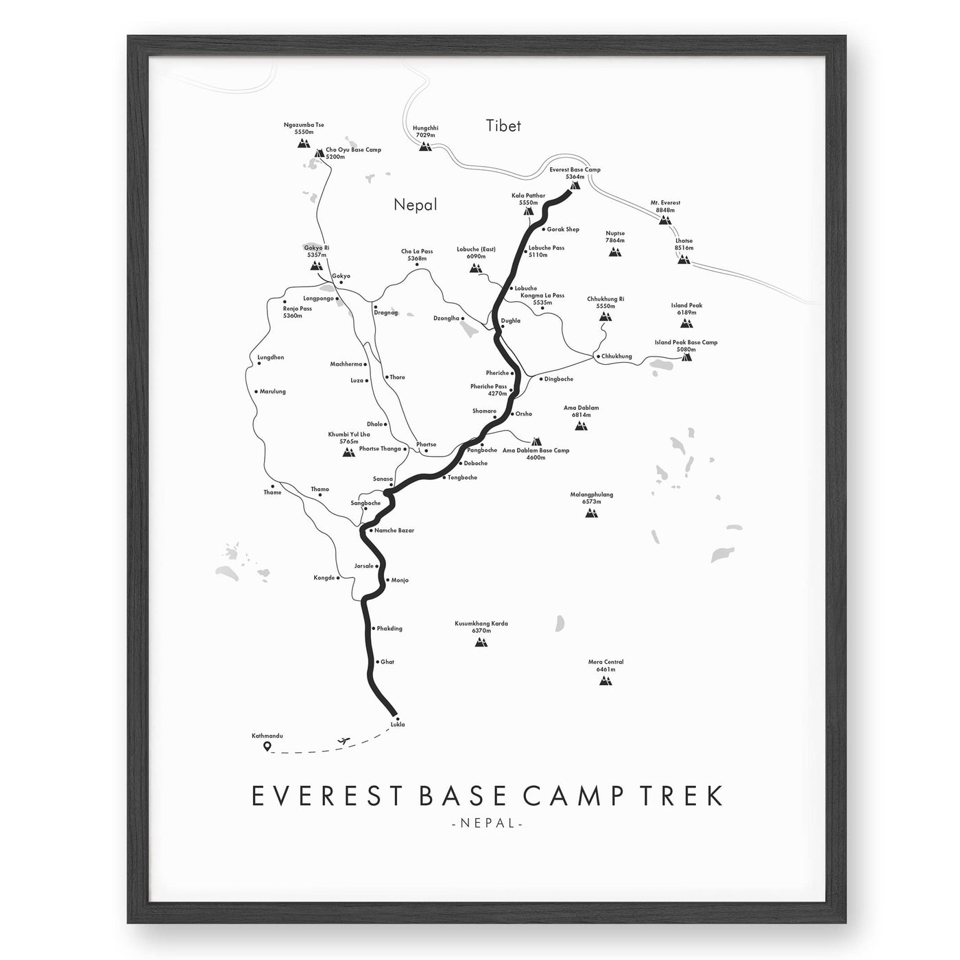 Trail Poster of Everest Base Camp Trek - White