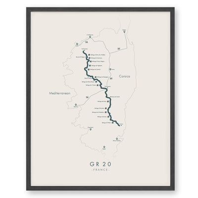 Trail Poster of GR20 - Beige