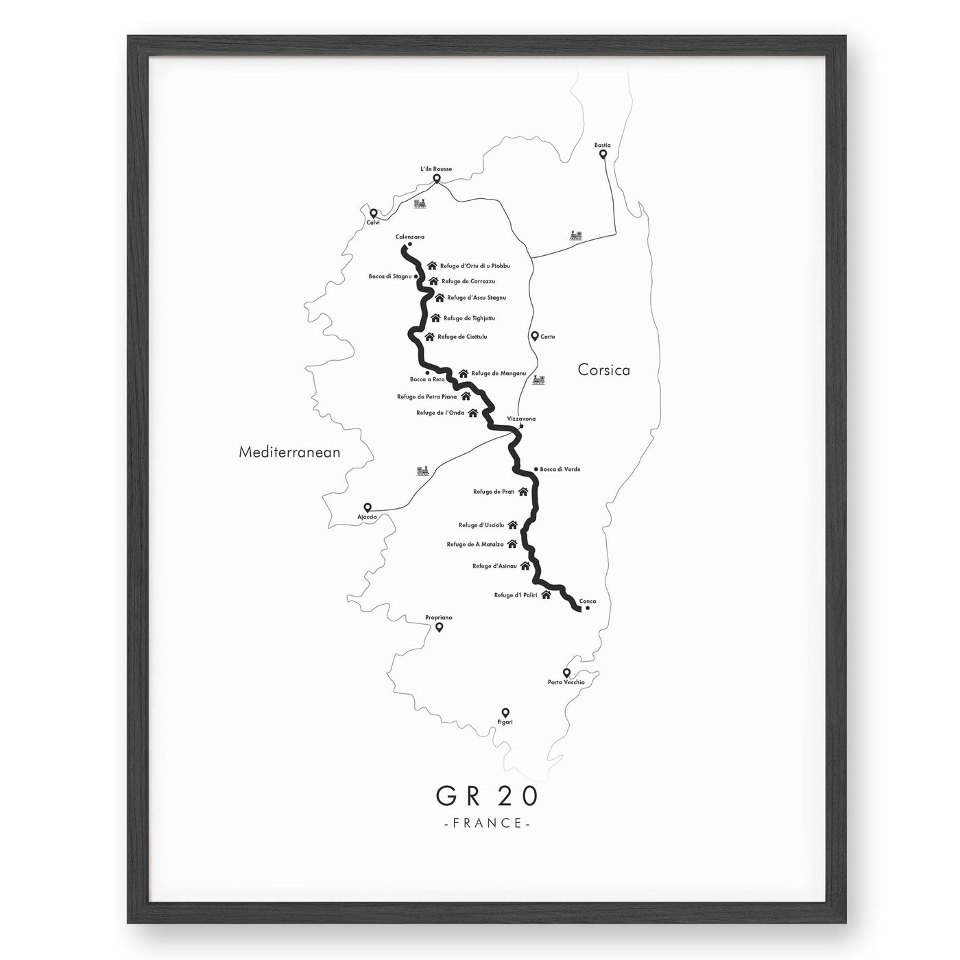 Trail Poster of GR20 - White