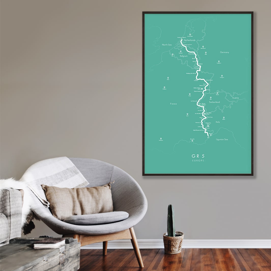 Trail Poster of GR5 - Teal Mockup