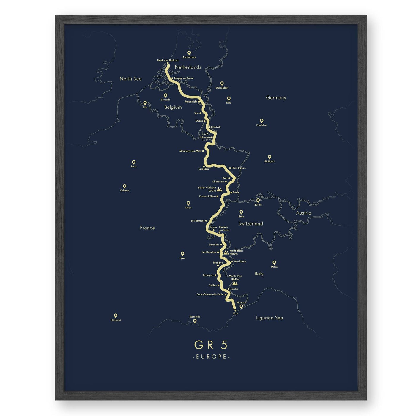 Trail Poster of GR5 - Blue