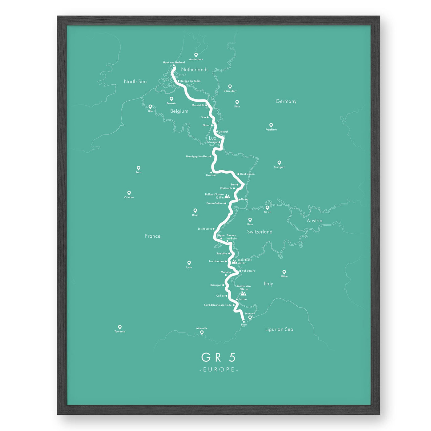 Trail Poster of GR5 - Teal