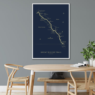 Trail Poster of Great Divide Trail - Blue Mockup