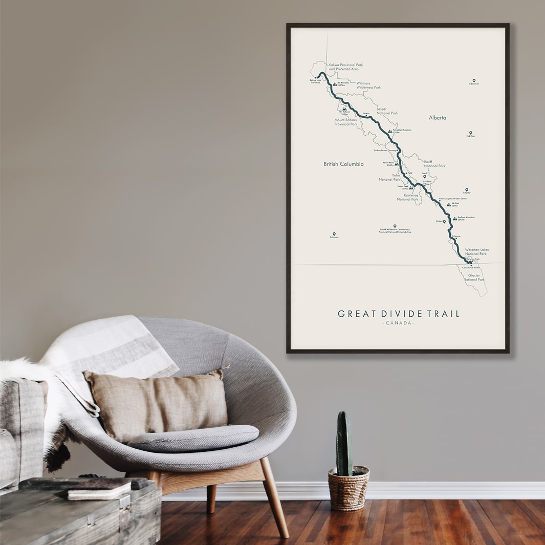 Trail Poster of Great Divide Trail - Beige Mockup