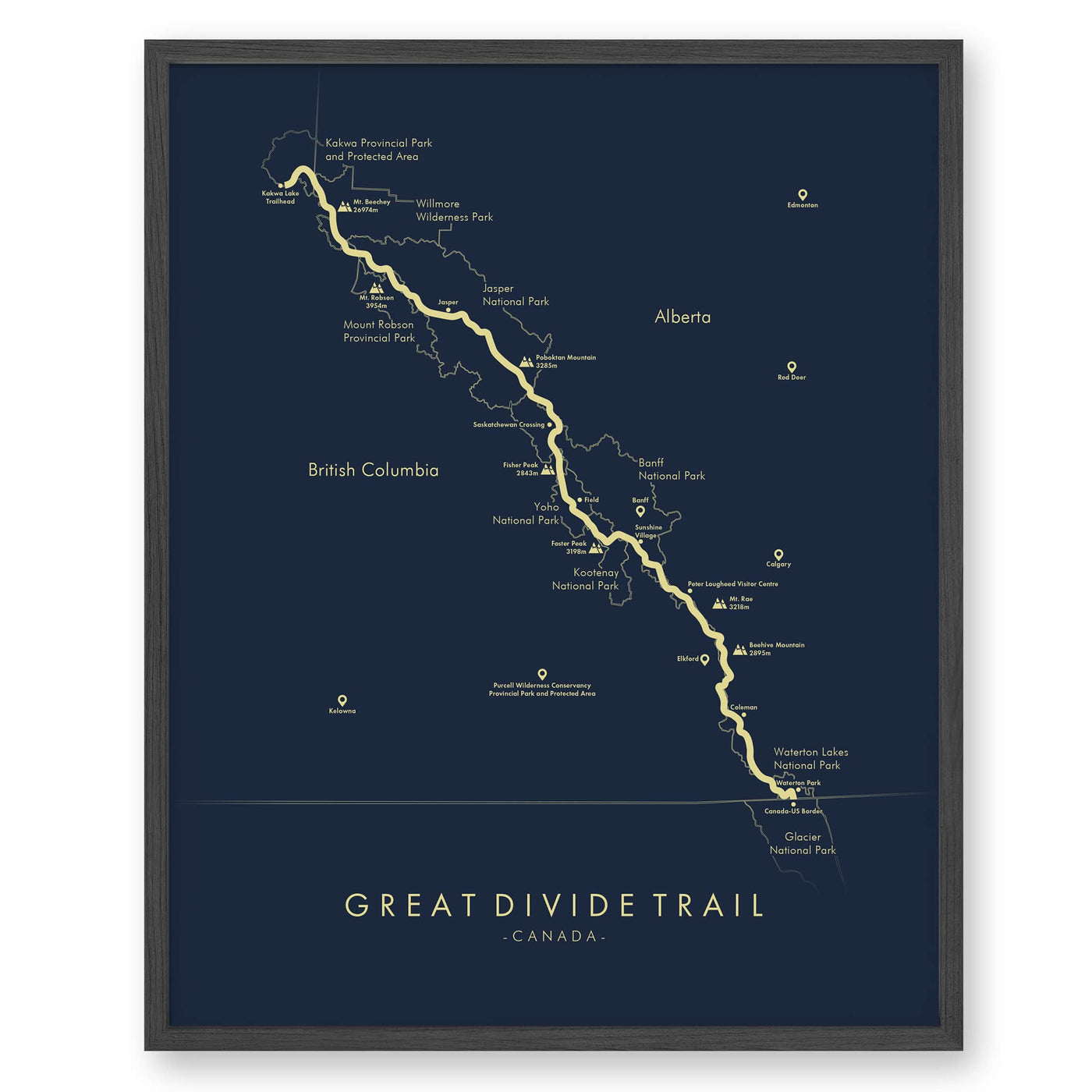 Trail Poster of Great Divide Trail - Blue