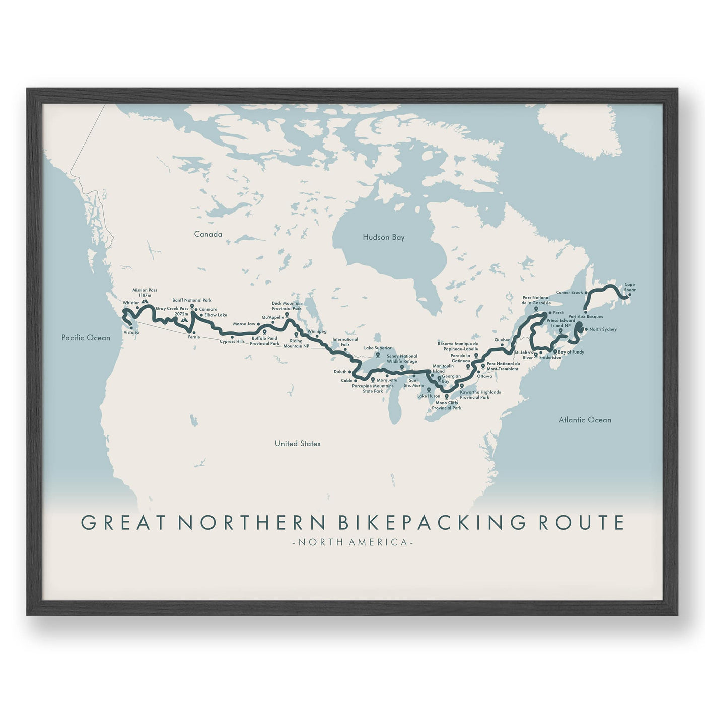 Trail Poster of Great Northern Bikepacking Route - Beige