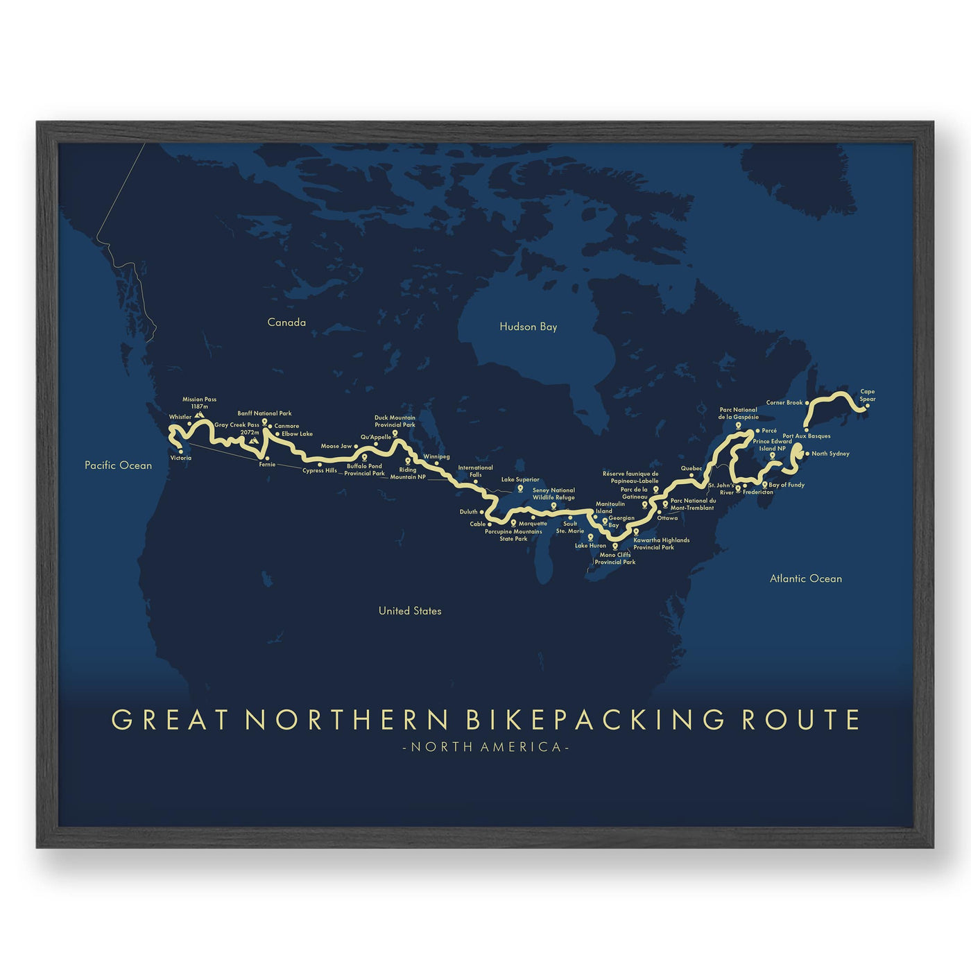 Trail Poster of Great Northern Bikepacking Route - Blue