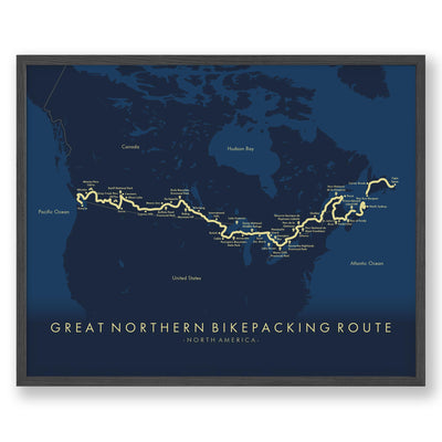 Trail Poster of Great Northern Bikepacking Route - Blue