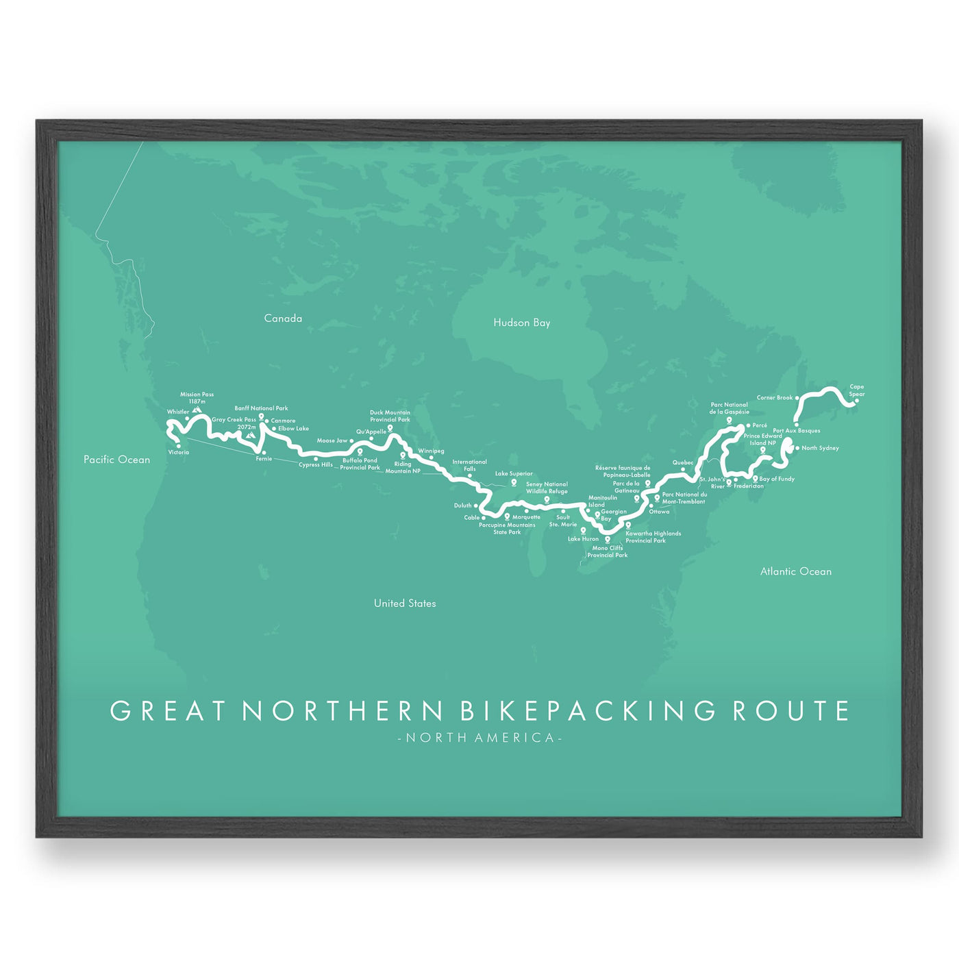 Trail Poster of Great Northern Bikepacking Route - Teal