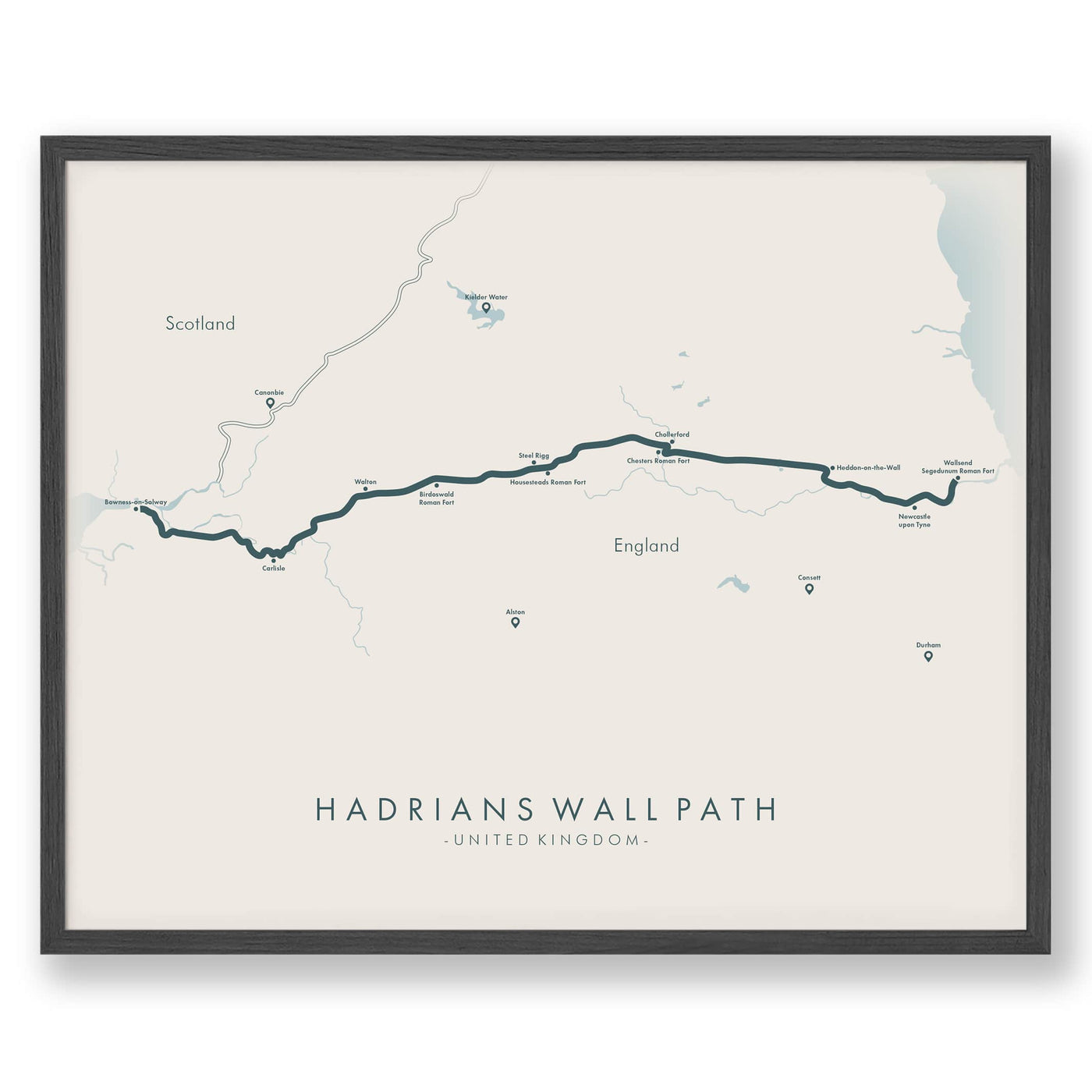 Trail Poster of Hadrians Wall Path - Beige