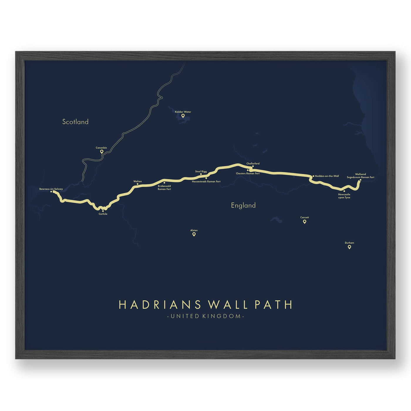 Trail Poster of Hadrians Wall Path - Blue