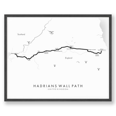 Trail Poster of Hadrians Wall Path - White