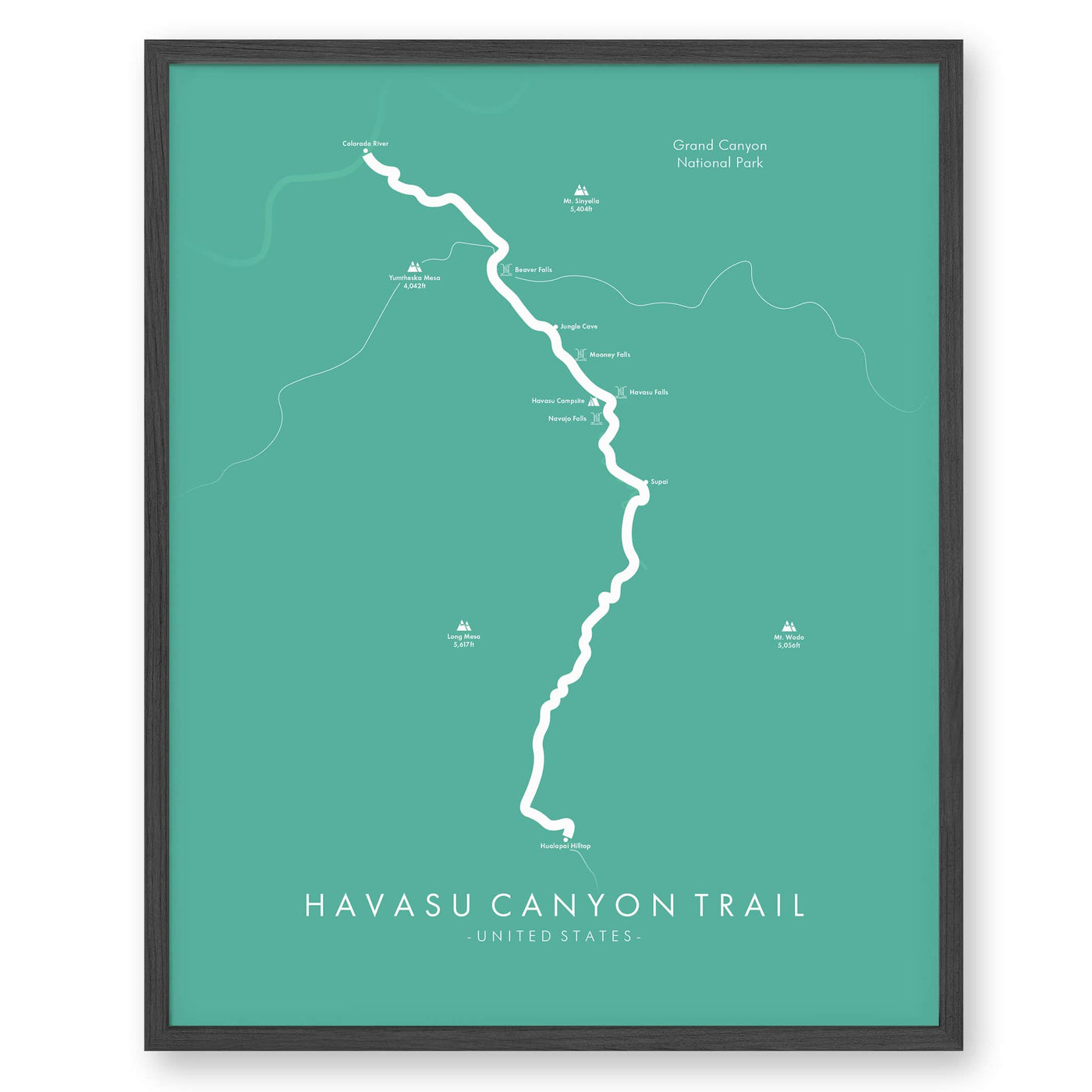 Trail Poster of Havasu Canyon Trail - Teal