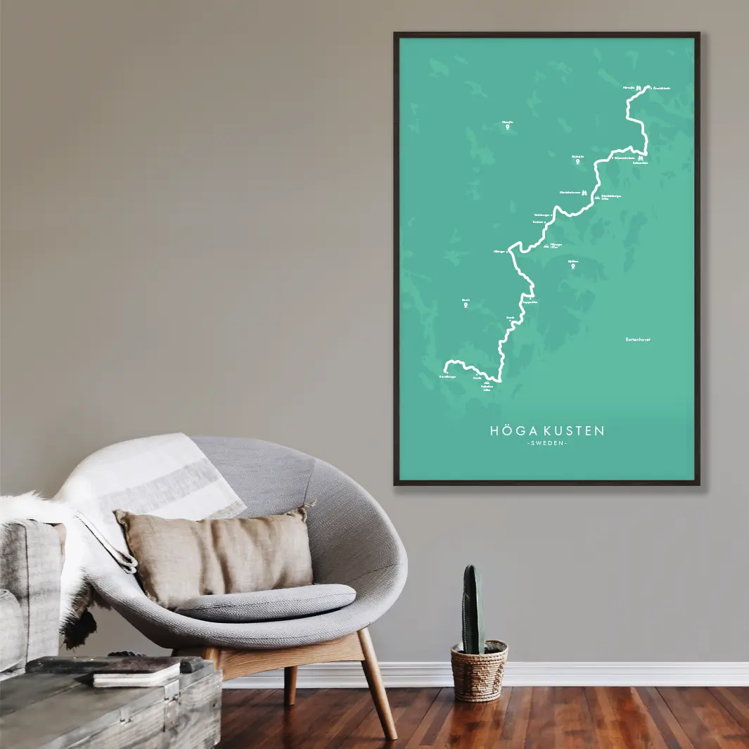 Trail Poster of Höga Kusten - Teal Mockup